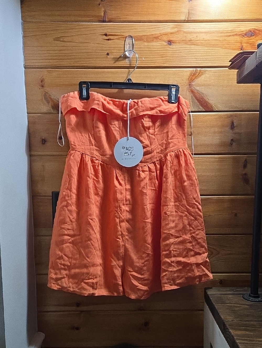 Princess Polly Strapless Coral-Orange Romper Kehlani Playsuit Sz 12 NWT 0491